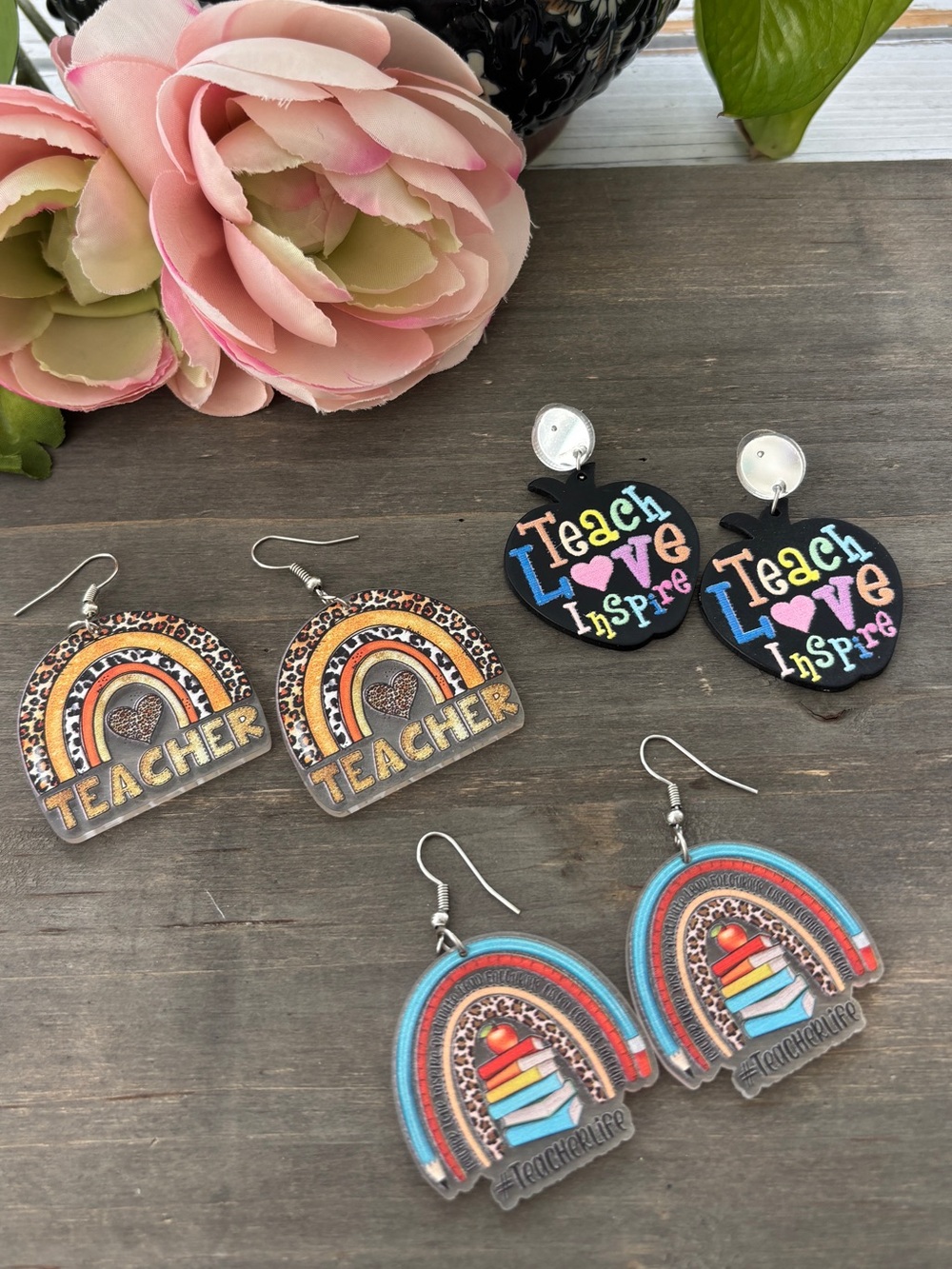 Teacher Earrings (3 pair) Colorful